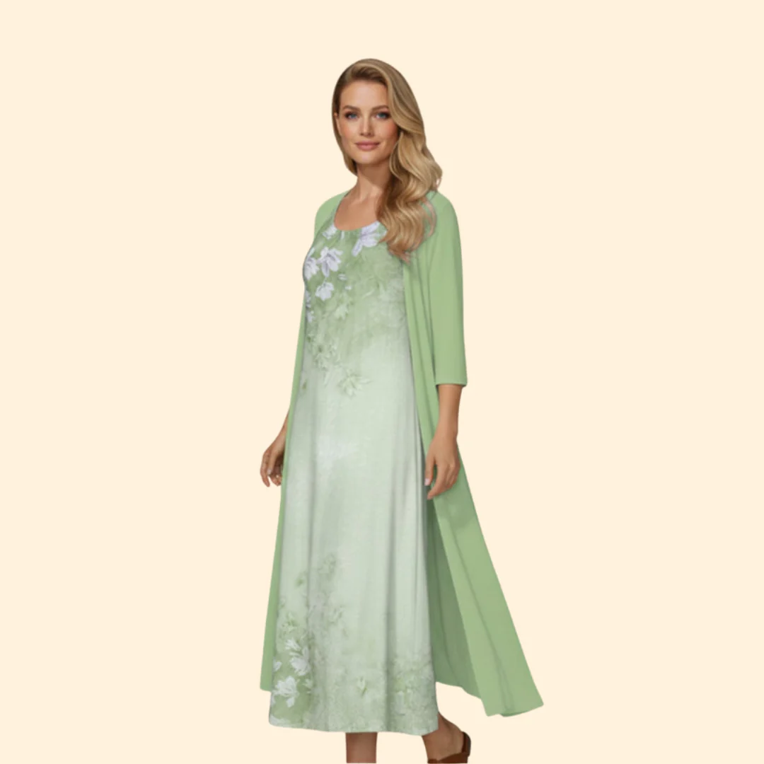 Women’s Floral Dress with Lightweight Cardigan - Image 4