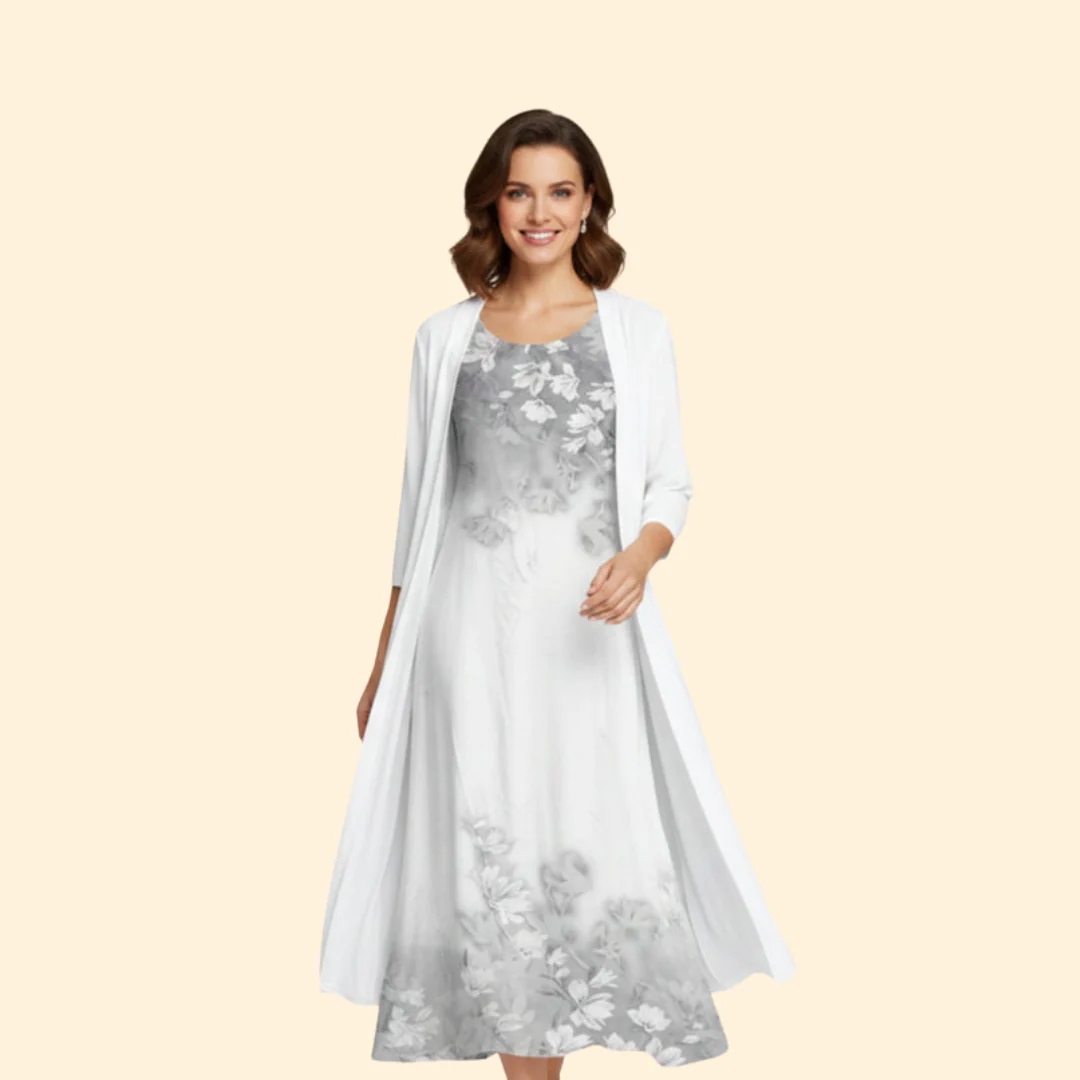 Women’s Floral Dress with Lightweight Cardigan - Image 6