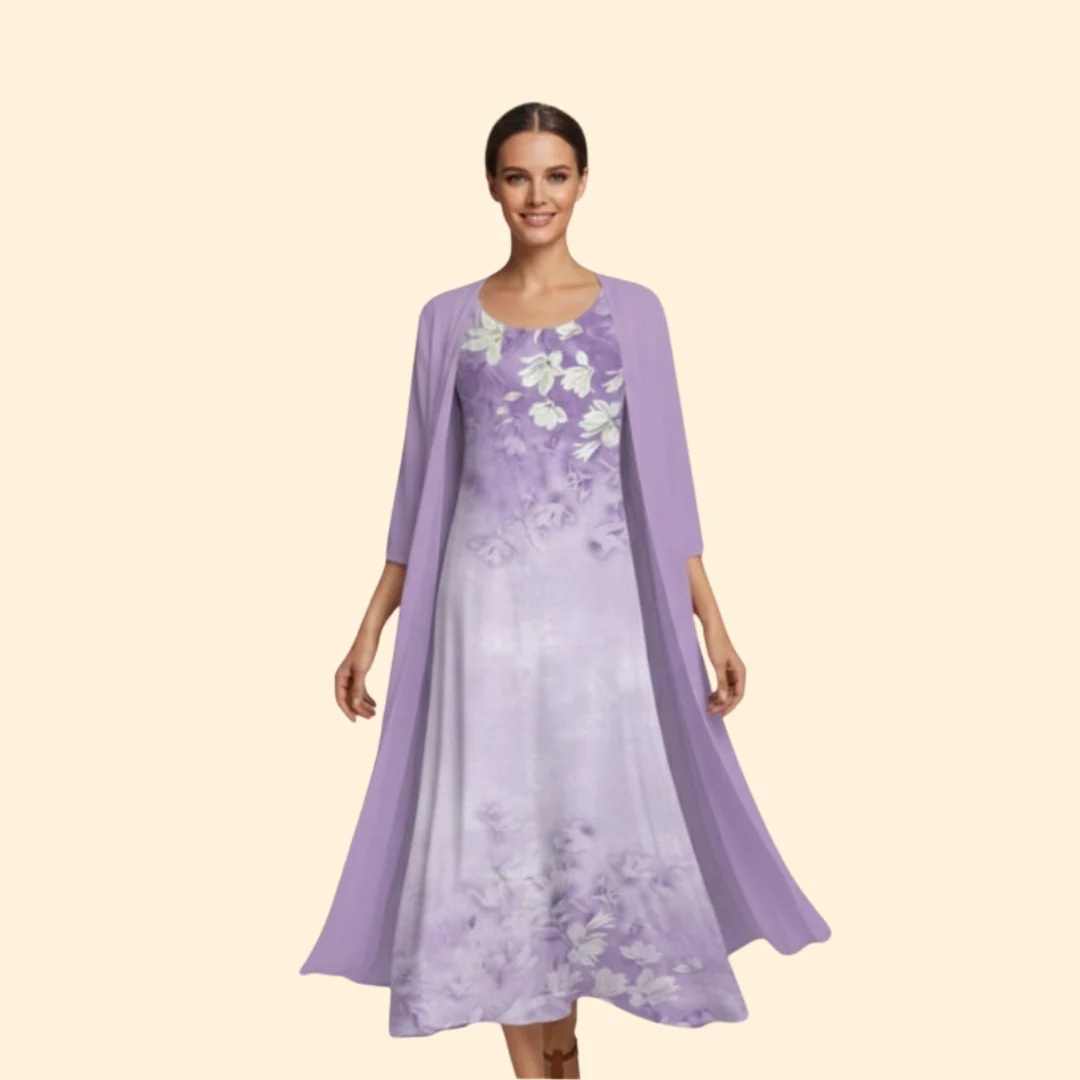 Women’s Floral Dress with Lightweight Cardigan - Image 7