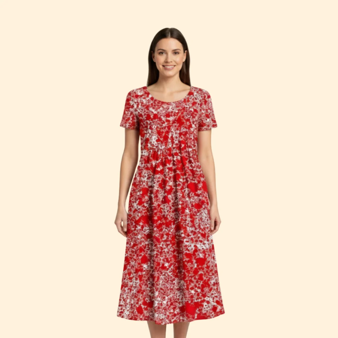 Women’s Floral Dress with Side Pockets - Image 2