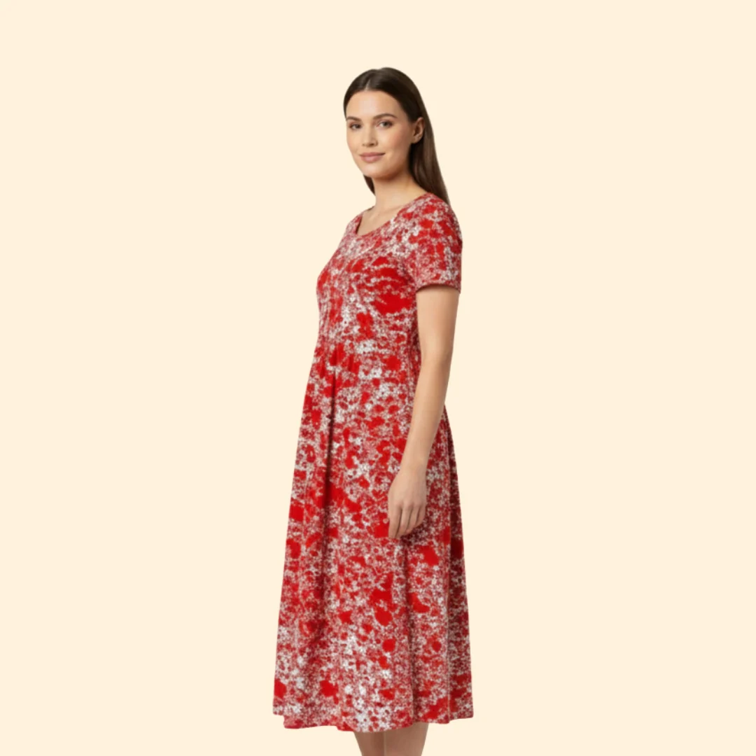 Women’s Floral Dress with Side Pockets - Image 3