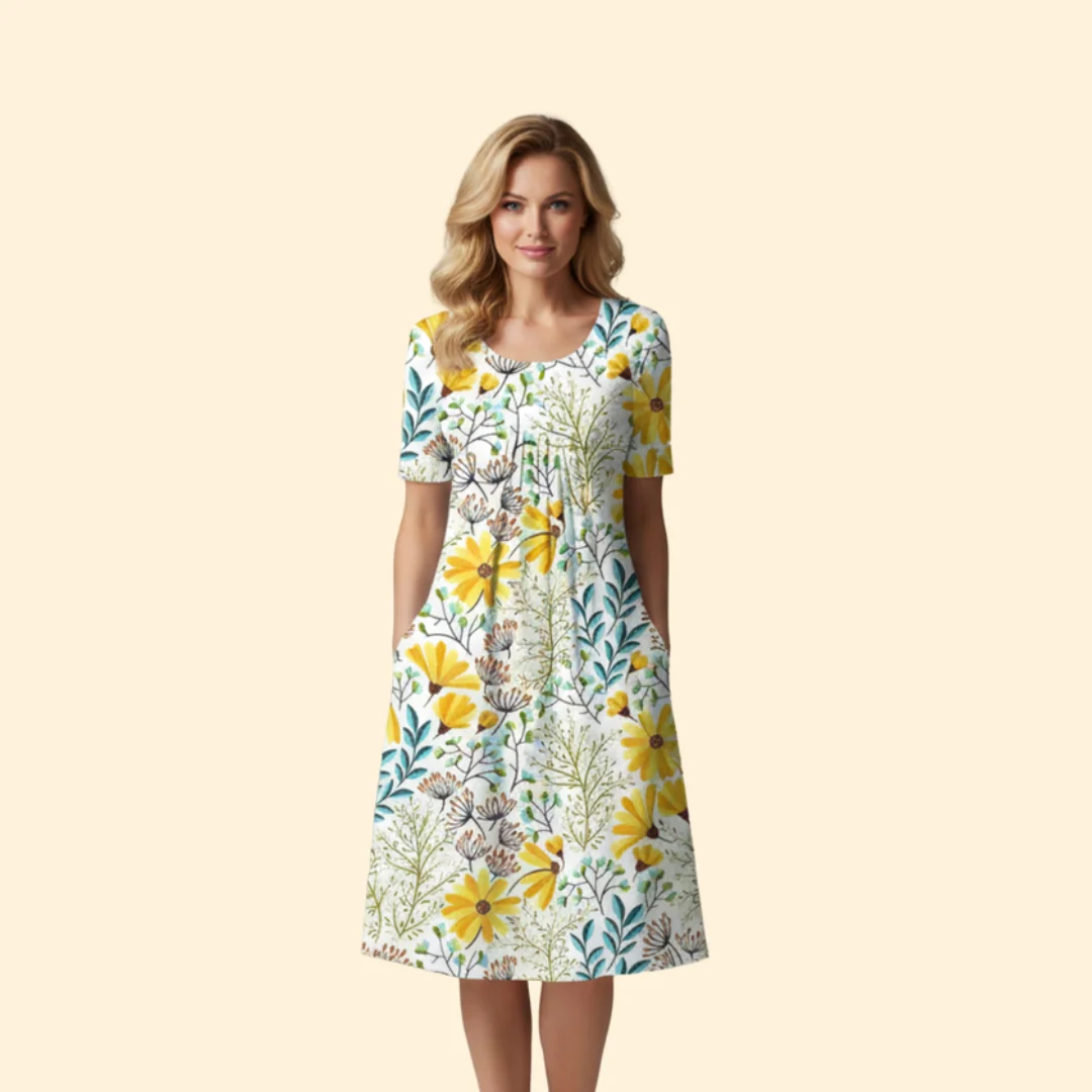 Women’s Floral Dress with Side Pockets - Image 7