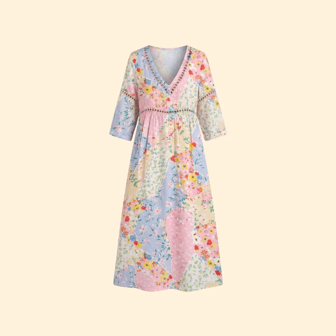 Women's Floral Dress with V-Neck
