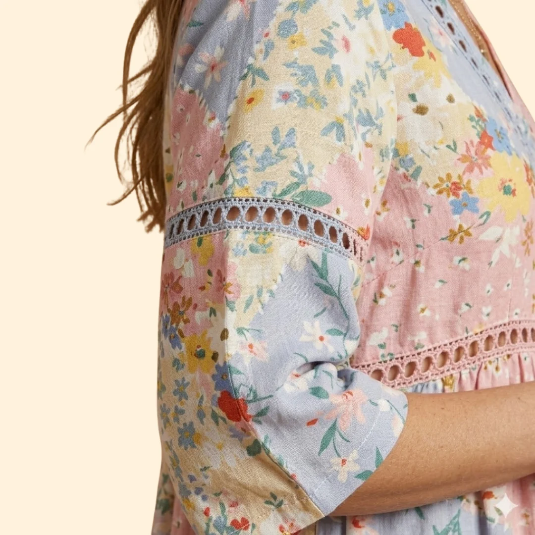 Women's Floral Dress with V-Neck - Image 7