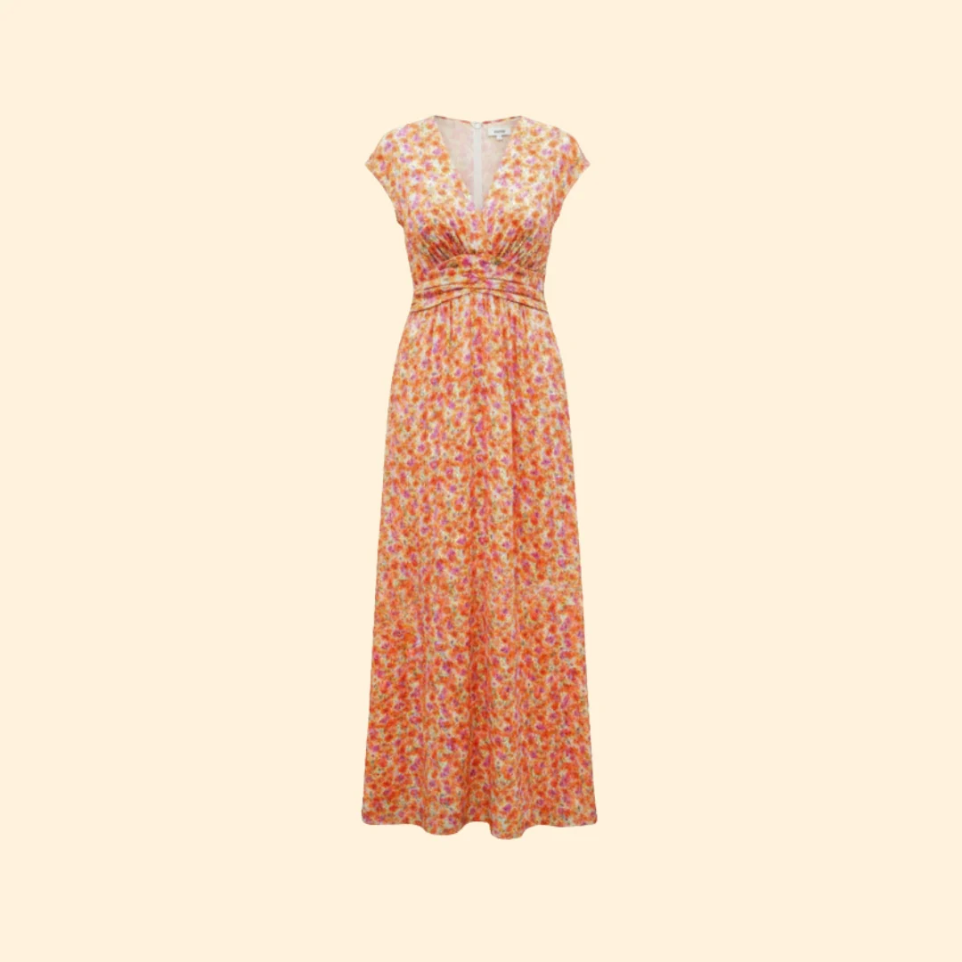 Women’s Floral Dress with V-Neck and Wrap Detail