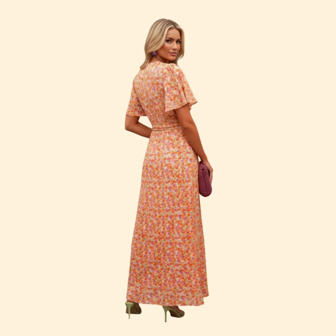 Women’s Floral Dress with V-Neck and Wrap Detail - Image 5