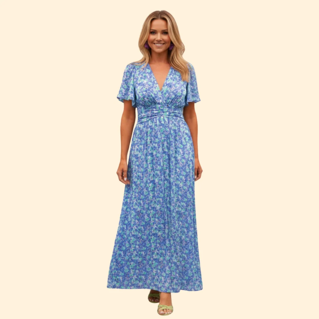 Women’s Floral Dress with V-Neck and Wrap Detail - Image 6