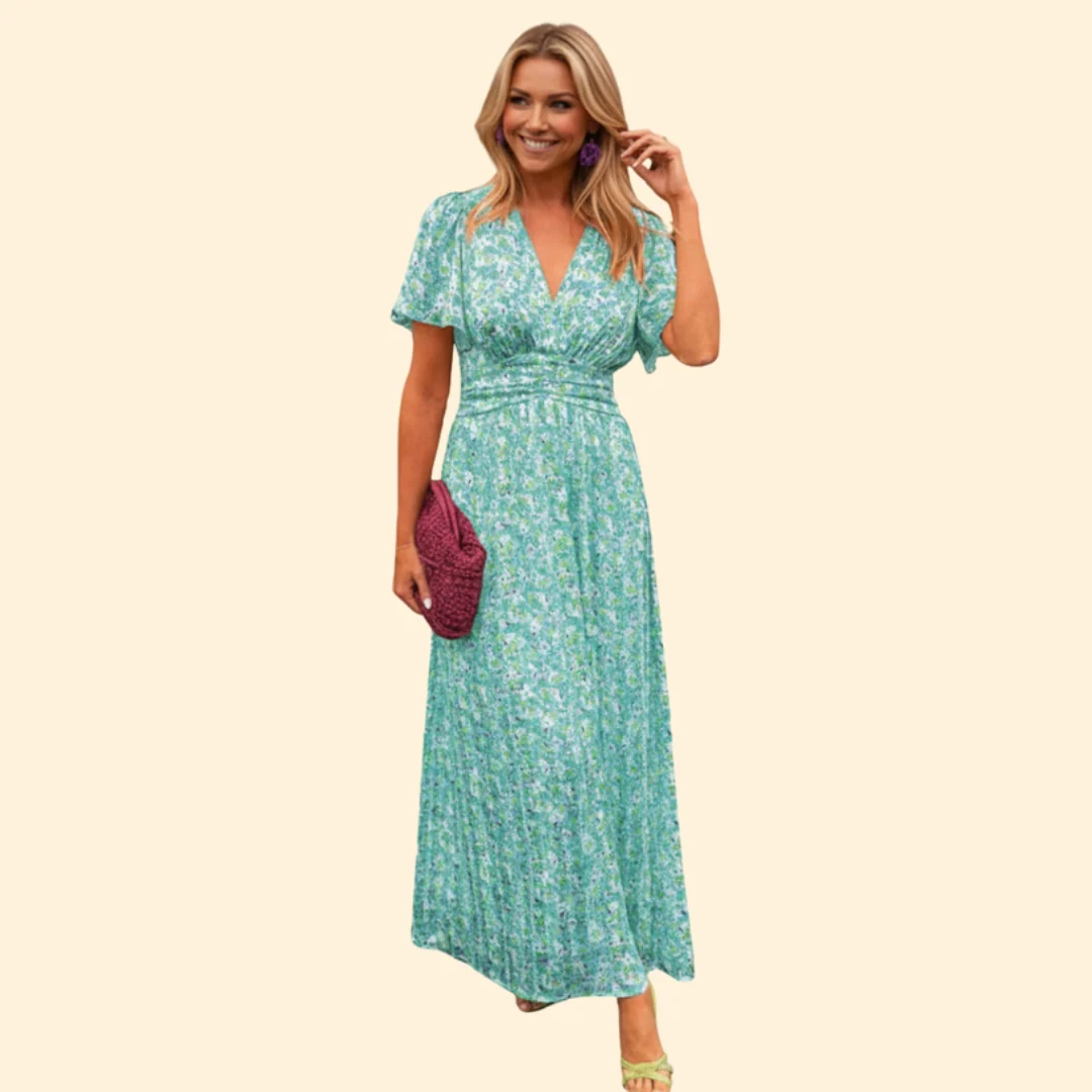 Women’s Floral Dress with V-Neck and Wrap Detail - Image 7