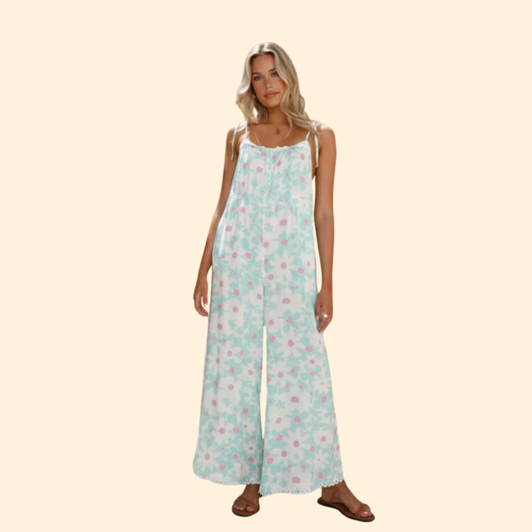Women’s Floral Jumpsuit Wide-Leg Cut - Image 2