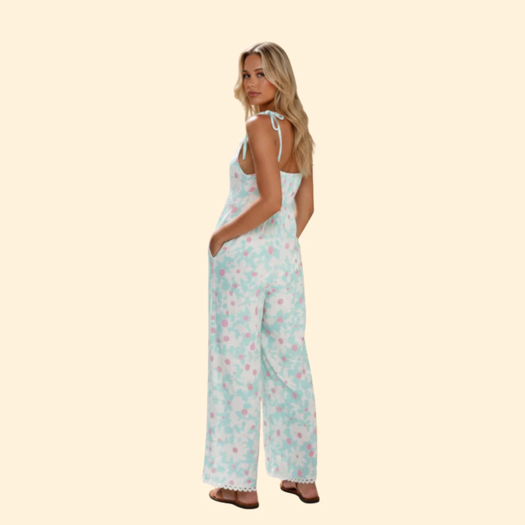 Women’s Floral Jumpsuit Wide-Leg Cut - Image 4