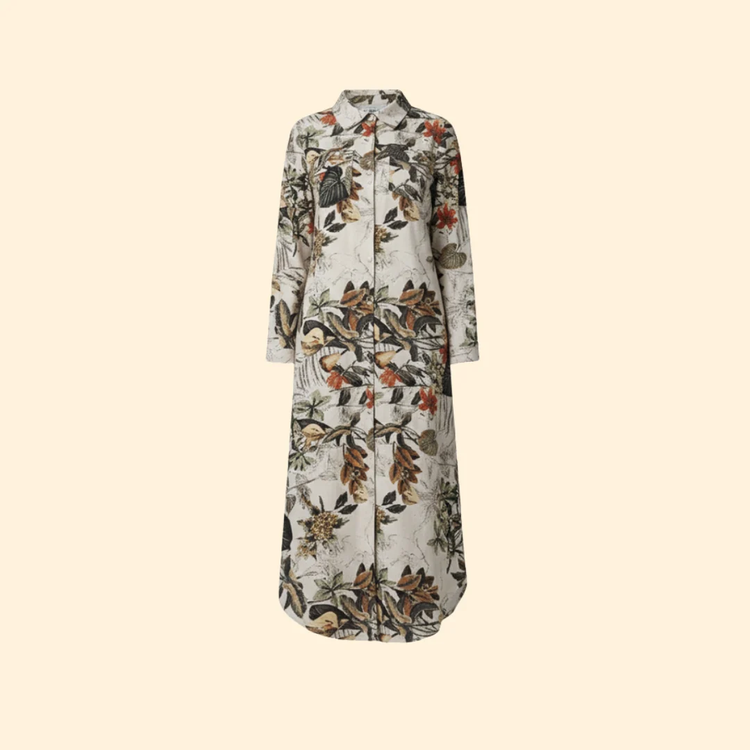Women’s Floral Maxi Dress with Button Placket