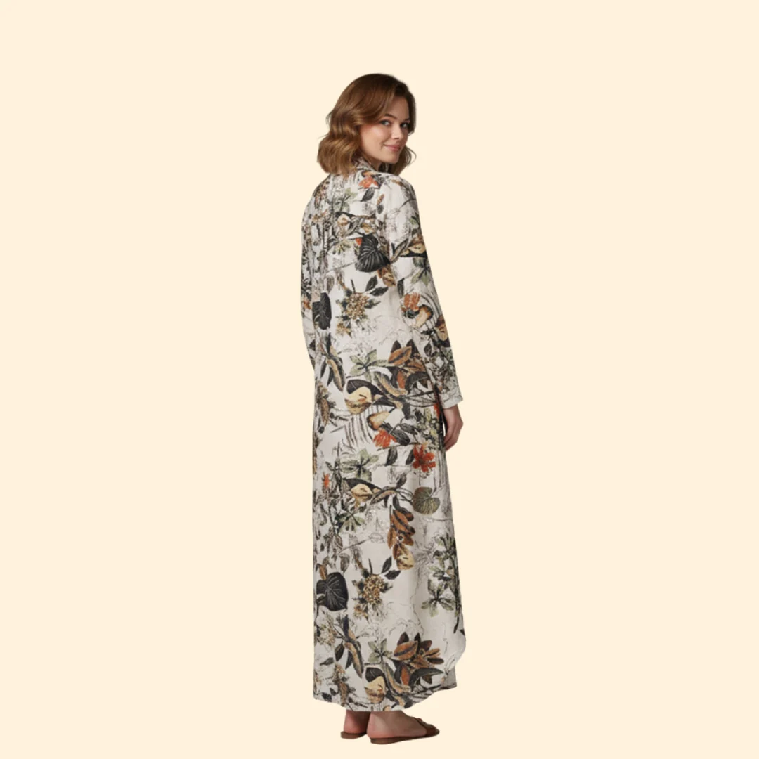 Women’s Floral Maxi Dress with Button Placket - Image 5