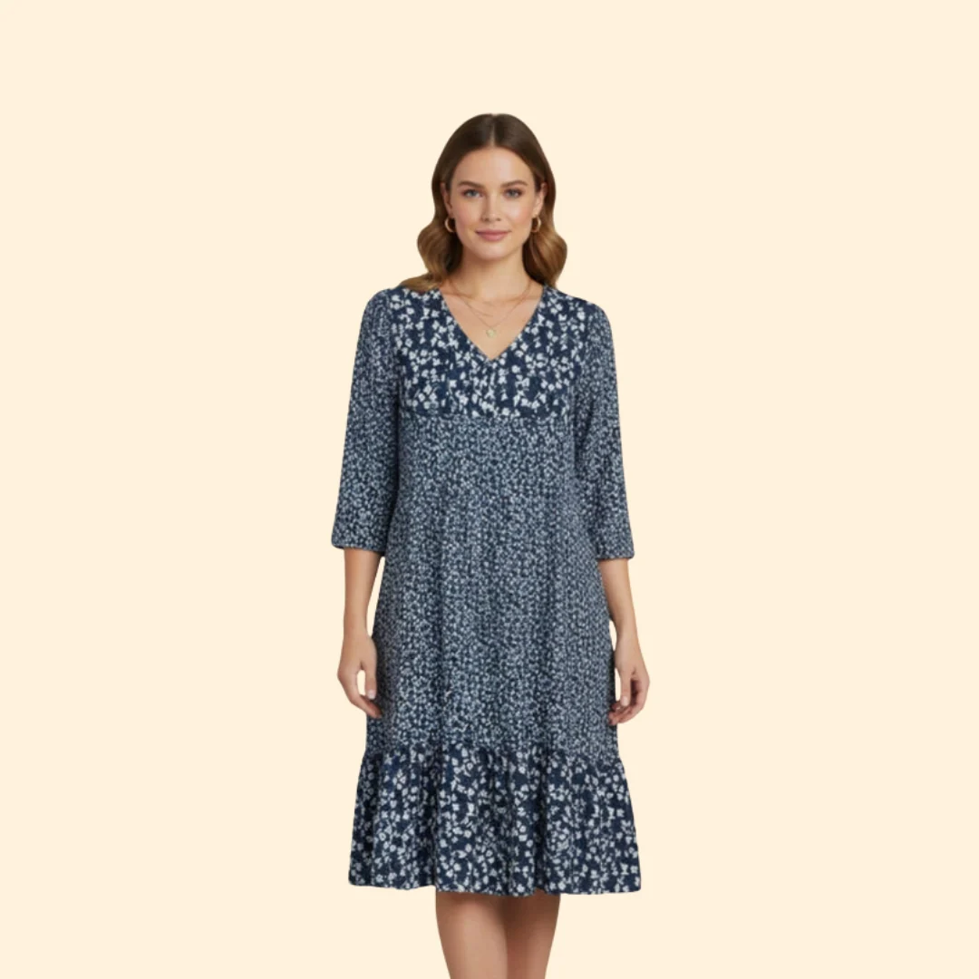 Women’s Floral Midi Dress with Smocked Waist - Image 2