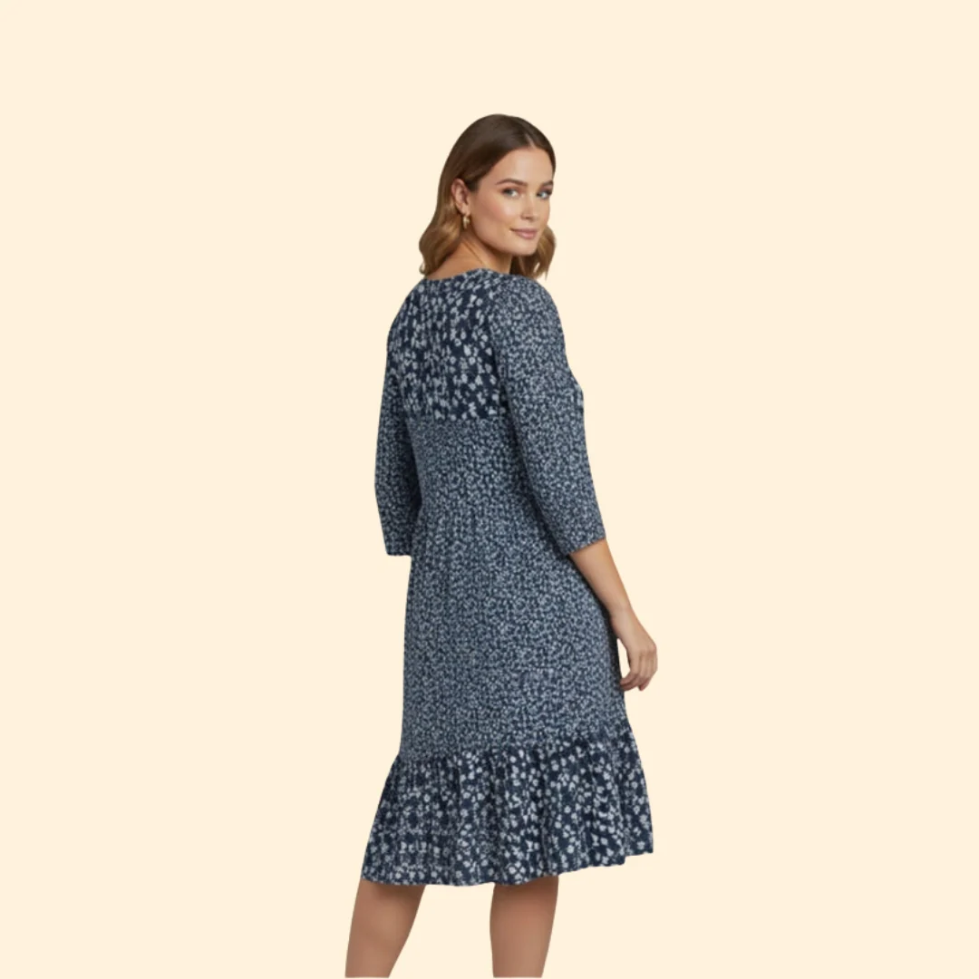 Women’s Floral Midi Dress with Smocked Waist - Image 3