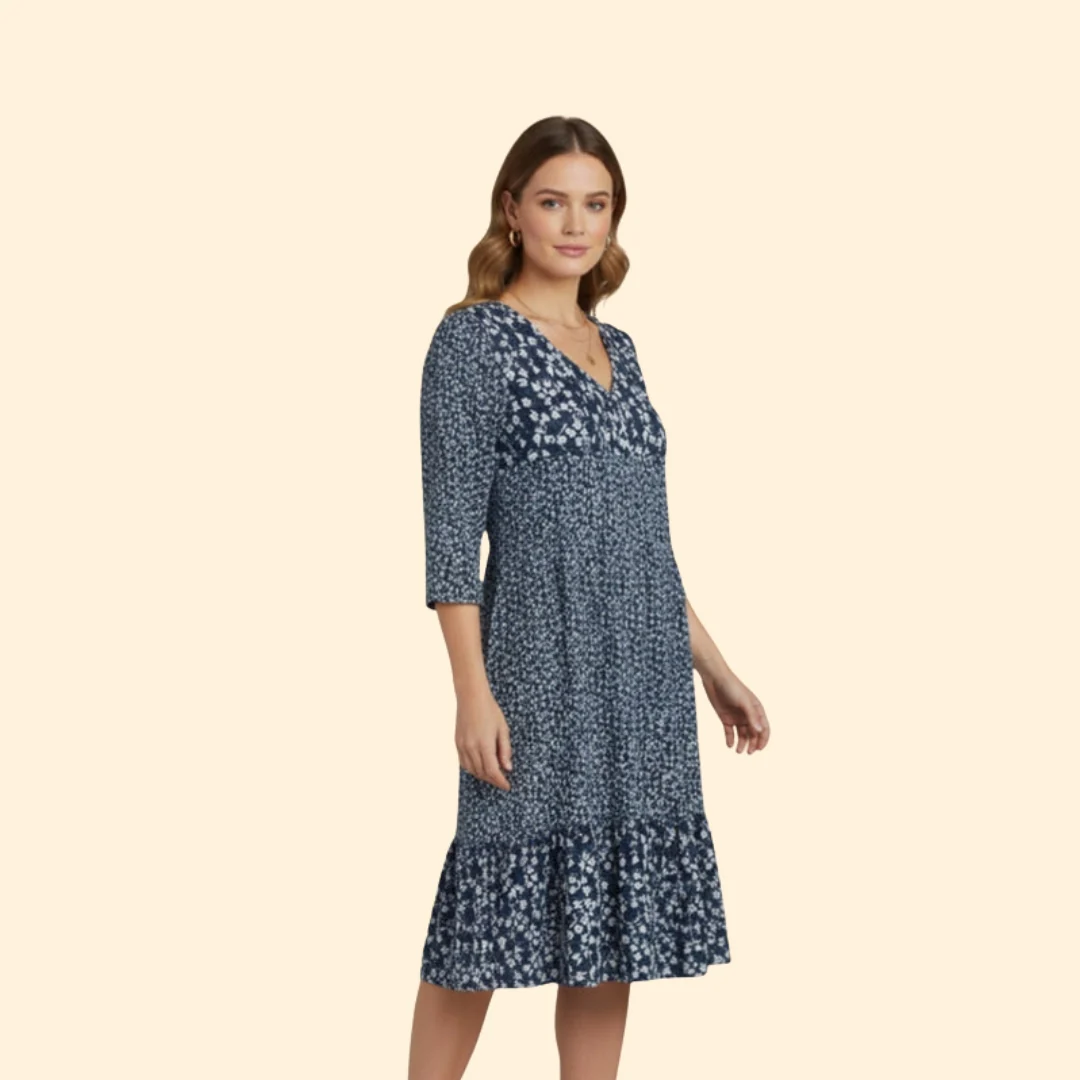 Women’s Floral Midi Dress with Smocked Waist - Image 4
