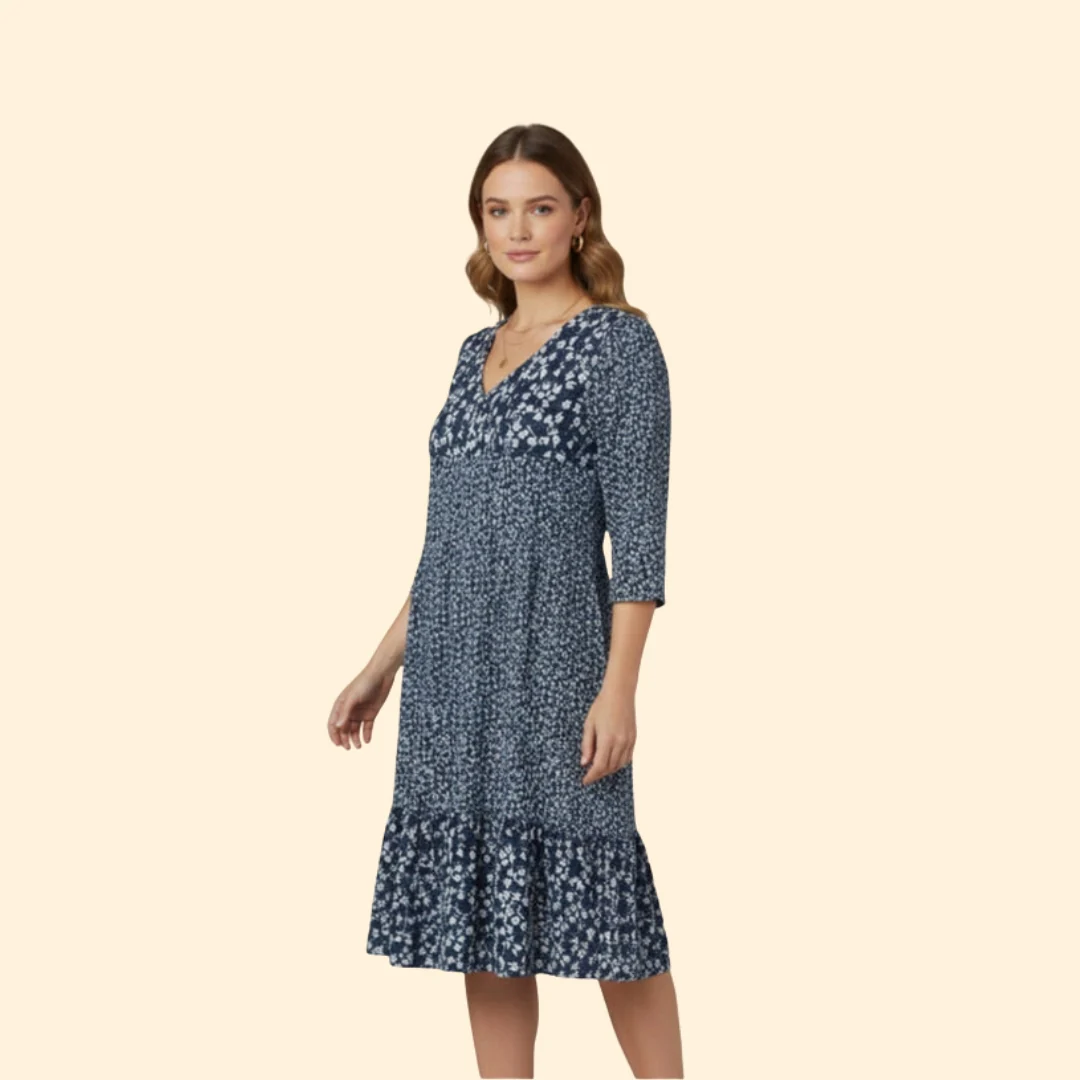 Women’s Floral Midi Dress with Smocked Waist - Image 5