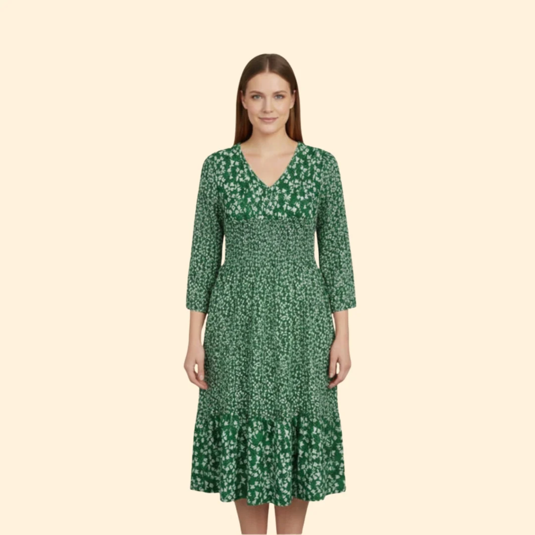 Women’s Floral Midi Dress with Smocked Waist - Image 8