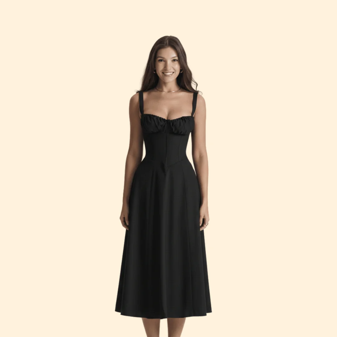 Women’s Floral Midi Dress with Sweetheart Neckline - Image 12