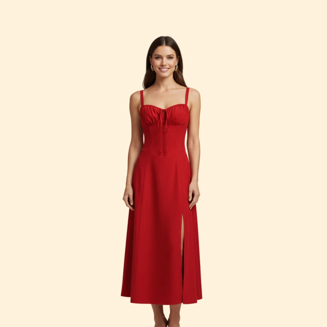 Women’s Floral Midi Dress with Sweetheart Neckline - Image 9