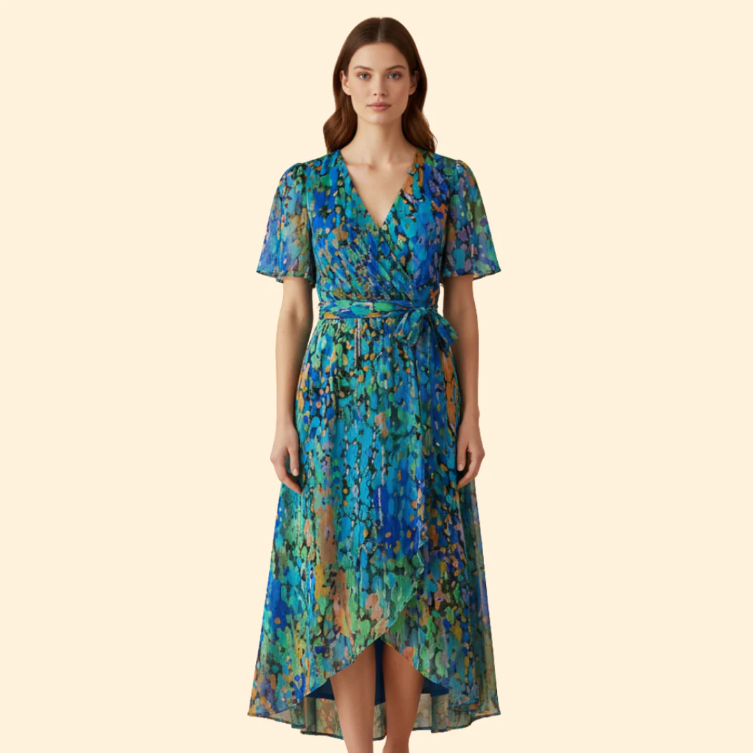 Women's Floral Midi Dress with Tie Waist - Image 11