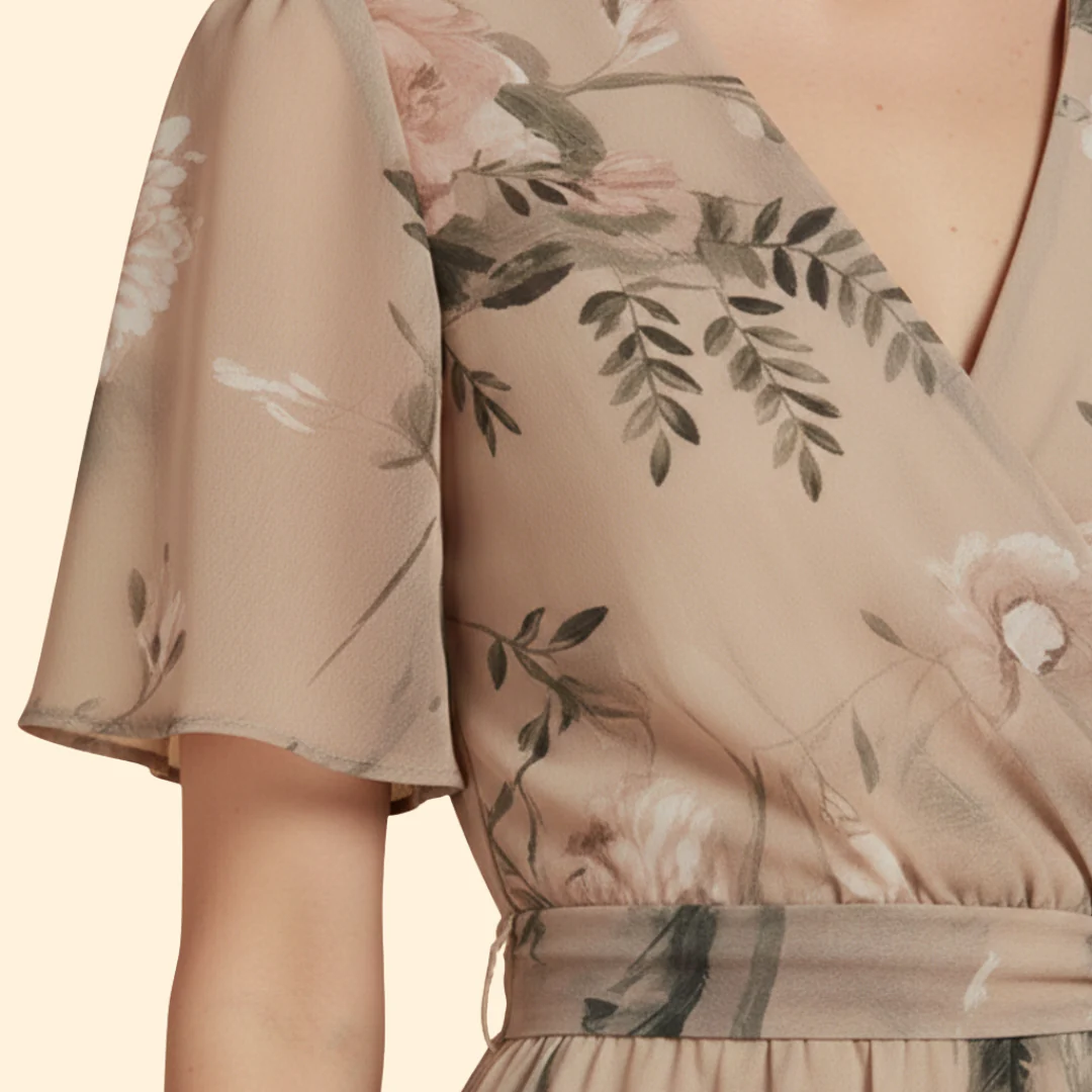 Women's Floral Midi Dress with Tie Waist - Image 7
