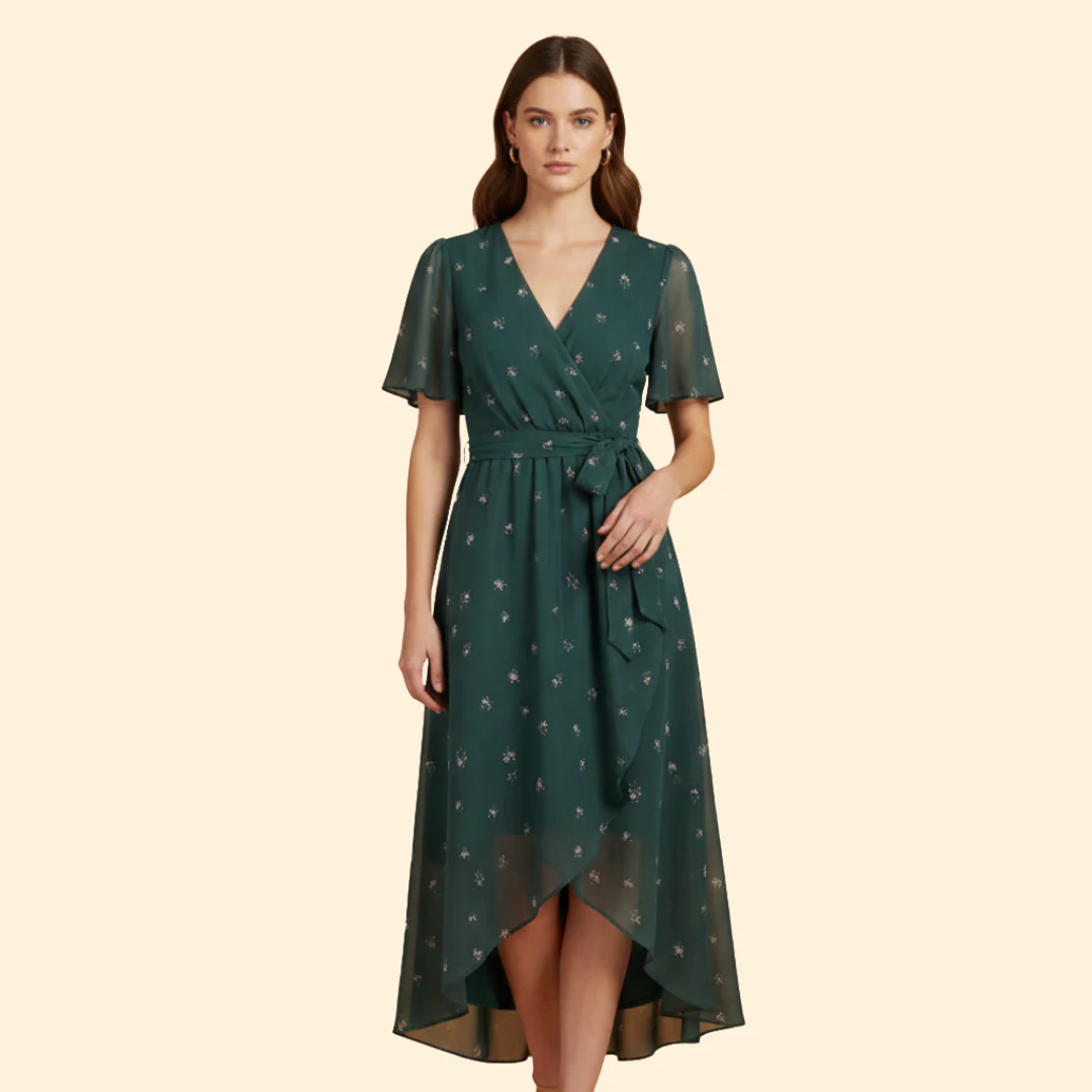 Women's Floral Midi Dress with Tie Waist - Image 8