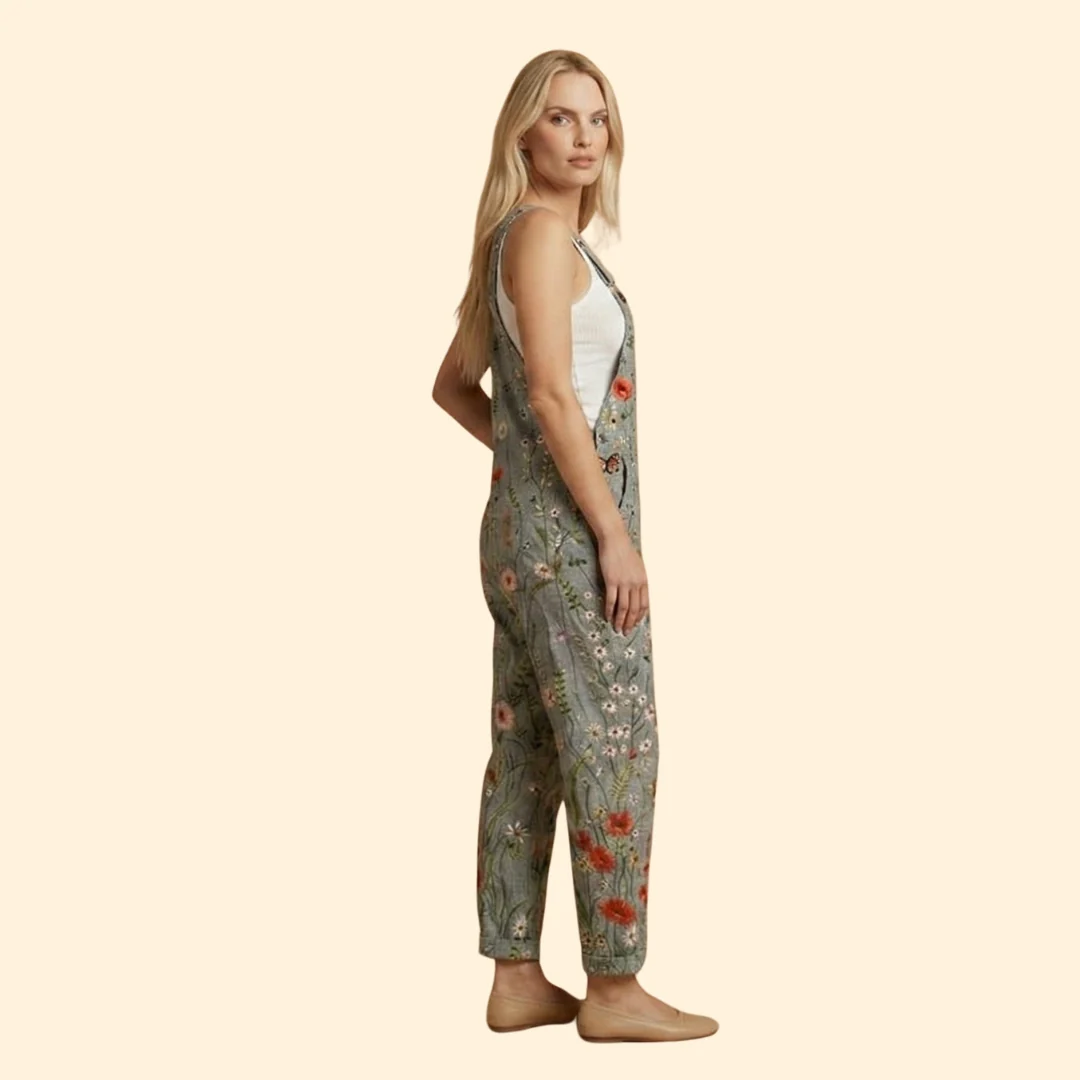 Women’s Floral Overalls with Adjustable Straps - Image 3