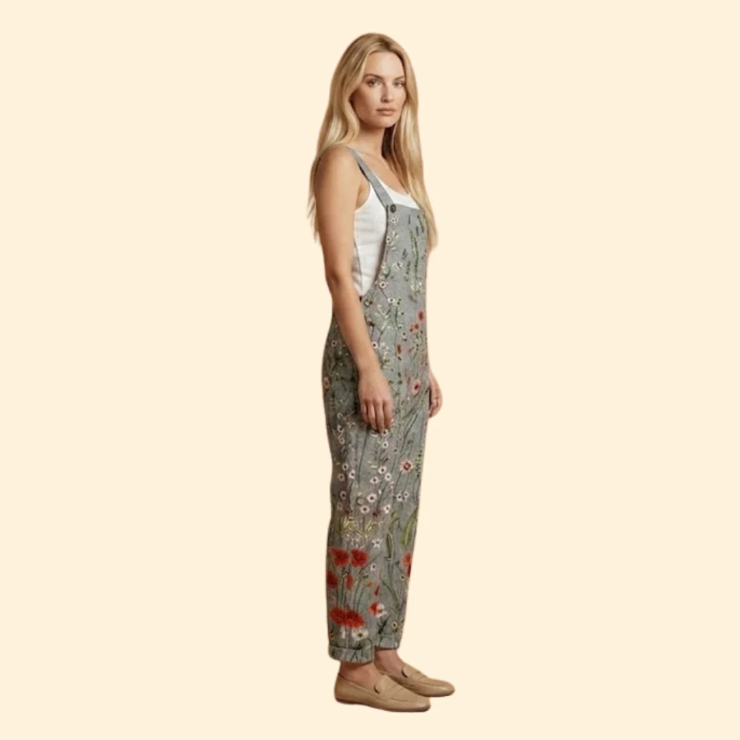 Women’s Floral Overalls with Adjustable Straps - Image 4