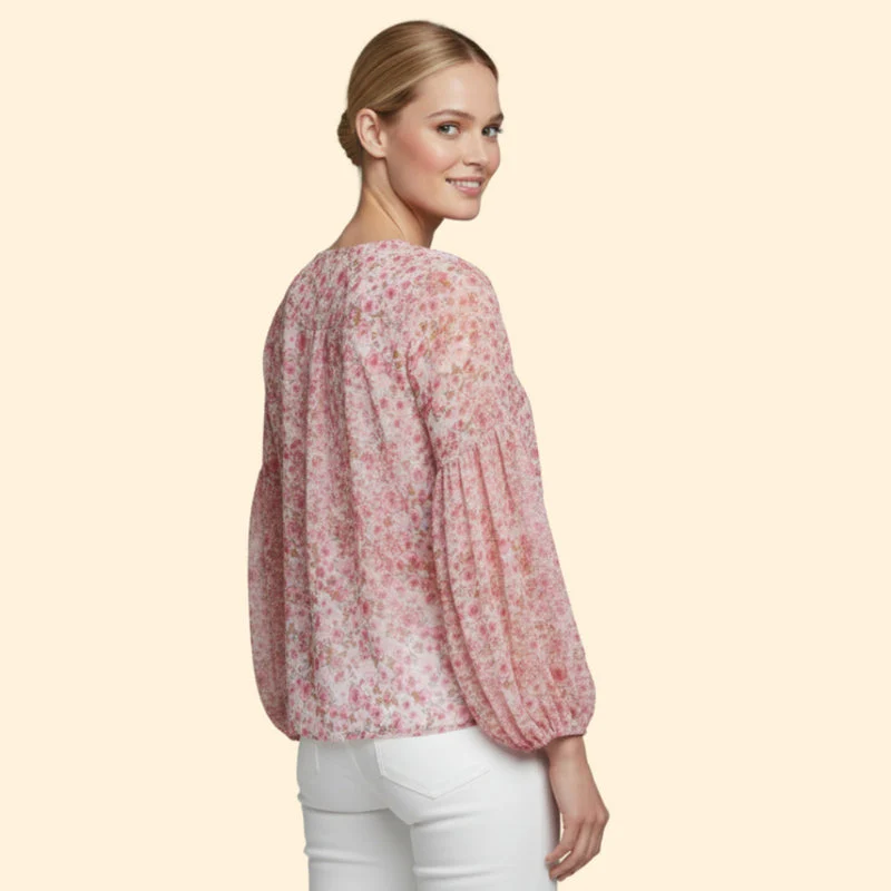 Women’s Floral Print Blouse with V-Neck - Image 5