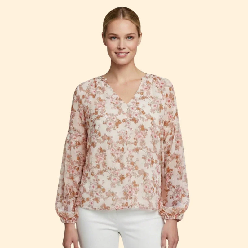 Women’s Floral Print Blouse with V-Neck - Image 6