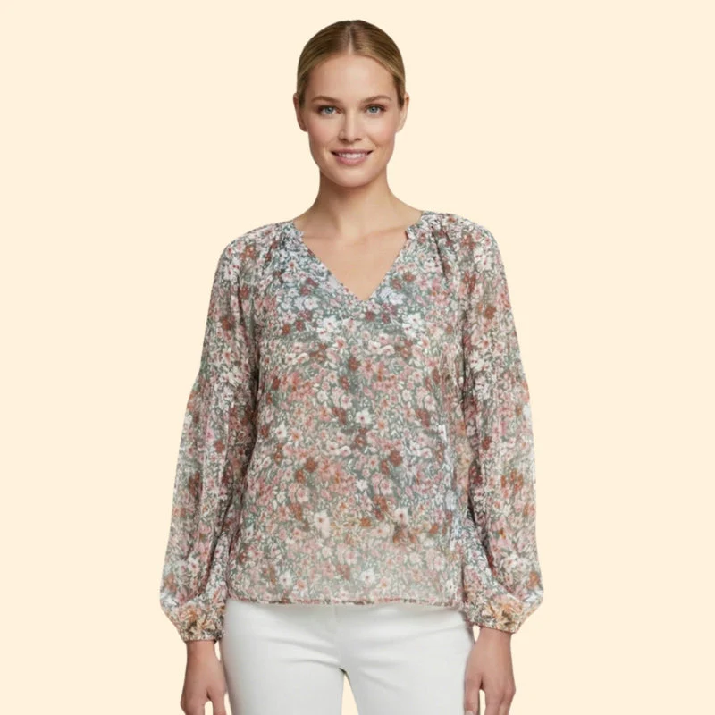 Women’s Floral Print Blouse with V-Neck - Image 7
