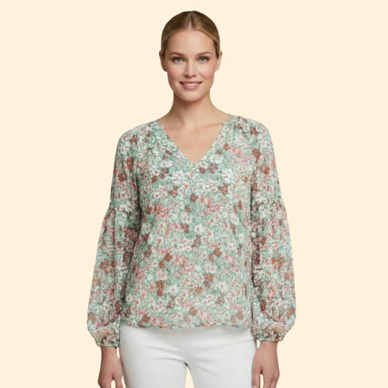 Women’s Floral Print Blouse with V-Neck - Image 8