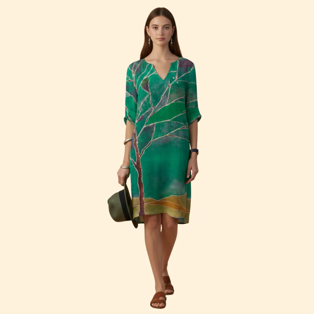 Women's Floral Print Dress with Bell Sleeves - Image 13