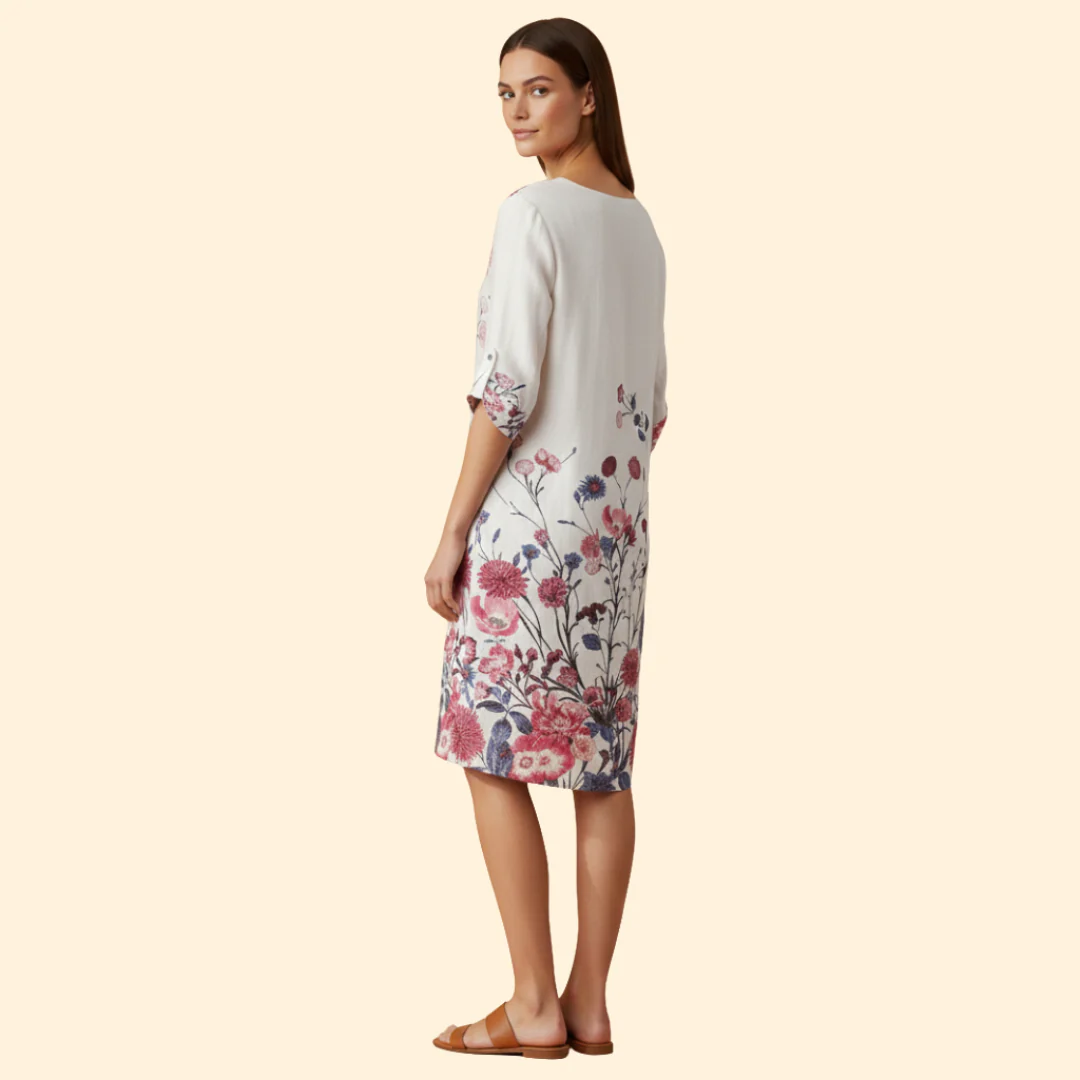 Women's Floral Print Dress with Bell Sleeves - Image 4