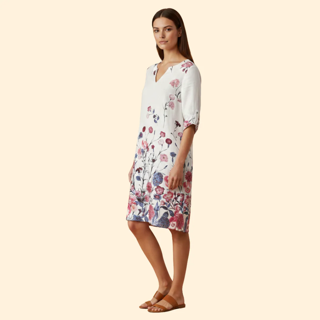 Women's Floral Print Dress with Bell Sleeves - Image 5