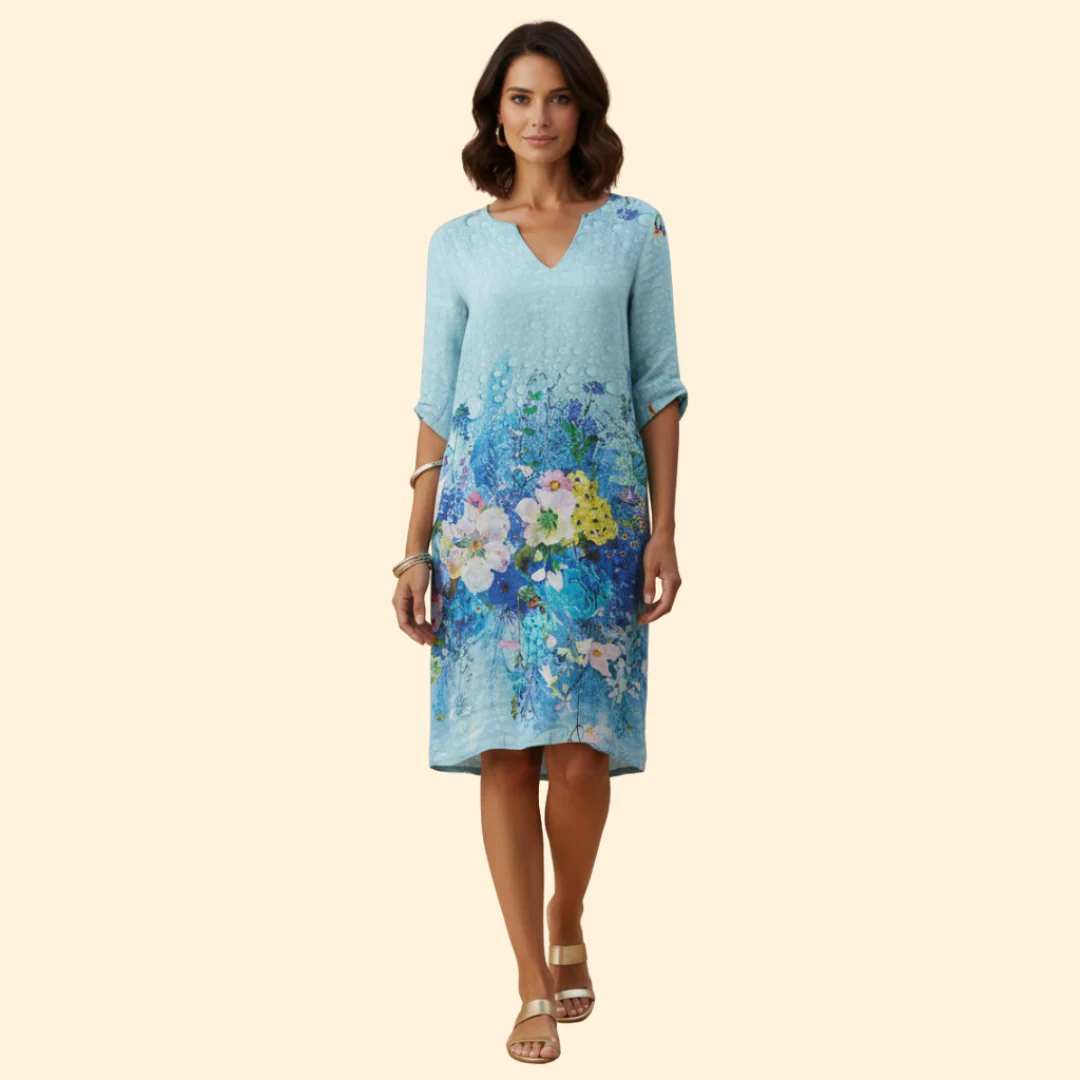 Women's Floral Print Dress with Bell Sleeves - Image 8