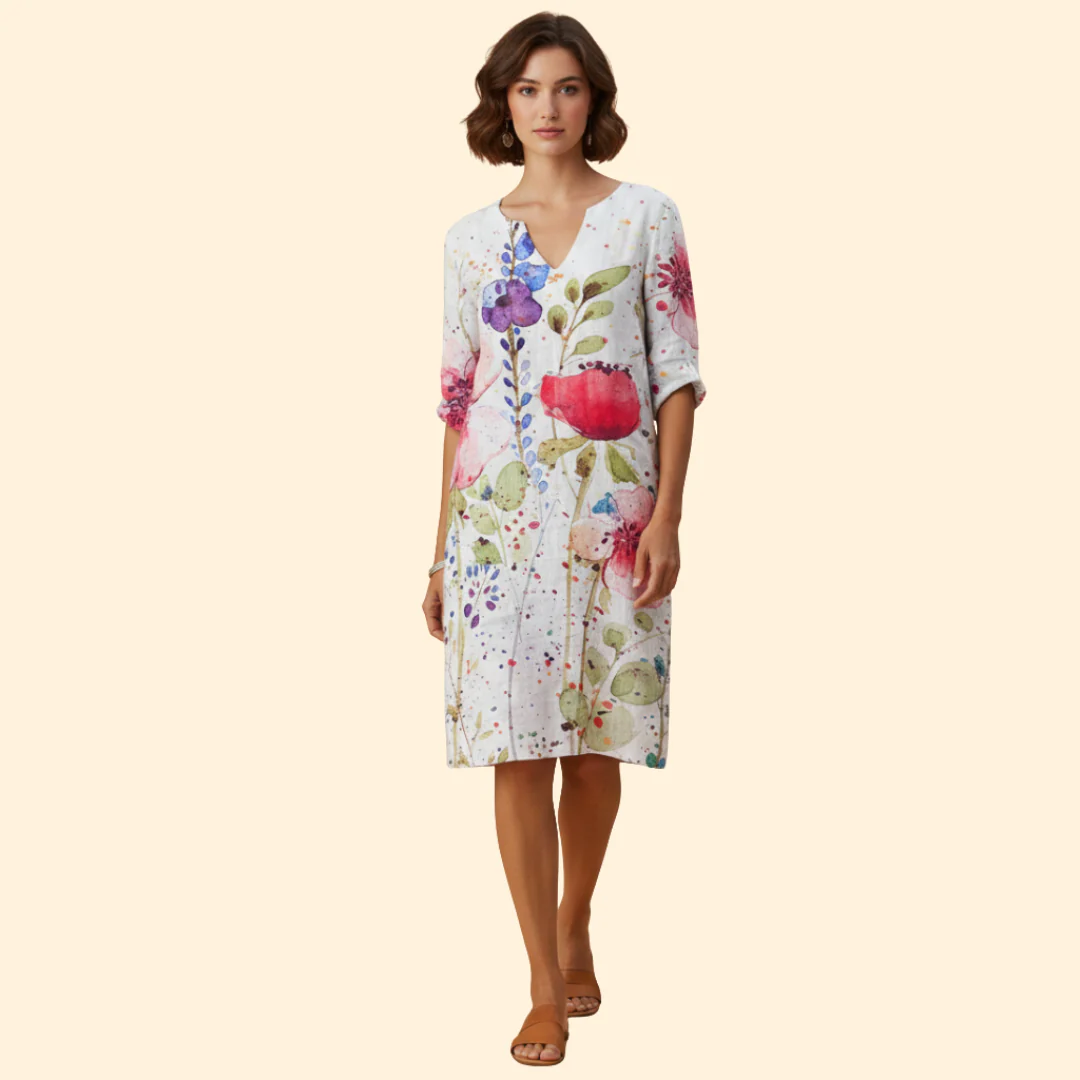 Women's Floral Print Dress with Bell Sleeves - Image 9