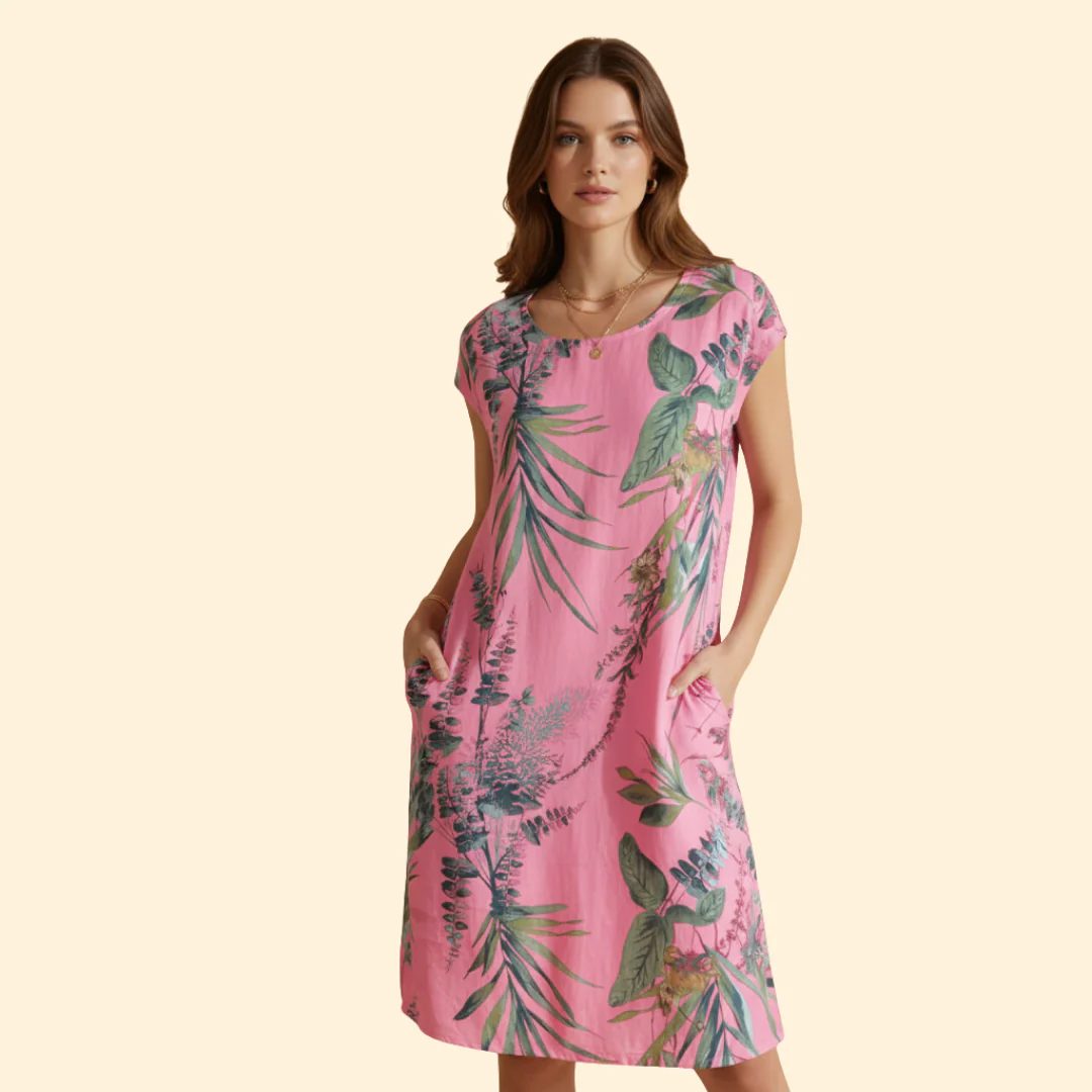 Women's Floral Print Dress with Pockets - Image 11