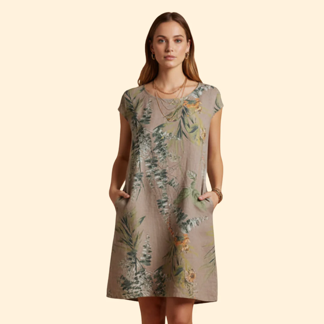Women's Floral Print Dress with Pockets - Image 9