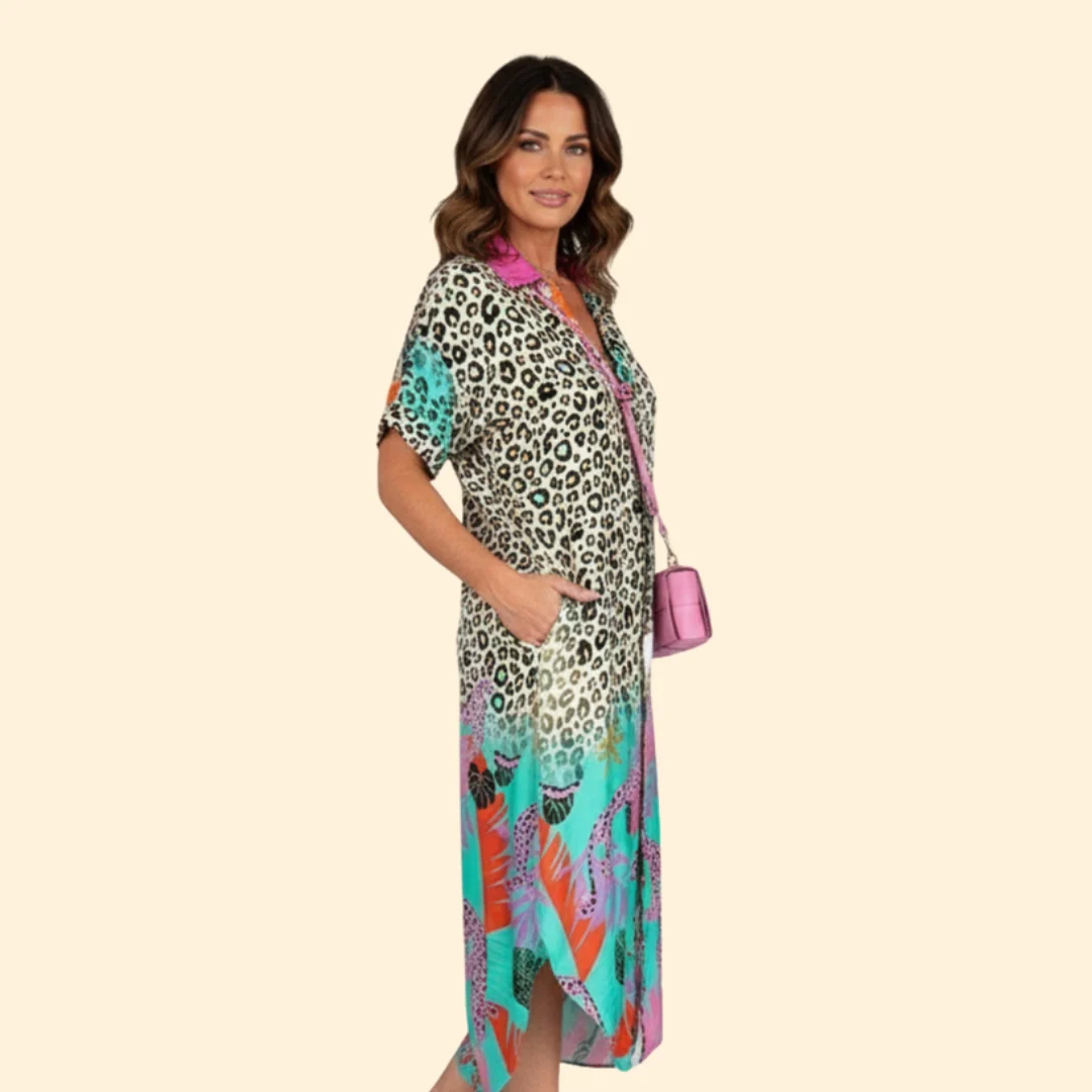 Women’s Floral Print Midi Dress V-Neck - Image 4