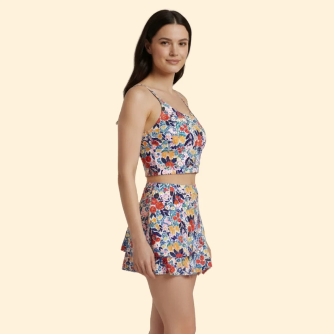 Women’s Floral Set with Cropped Top and Skirt - Image 4