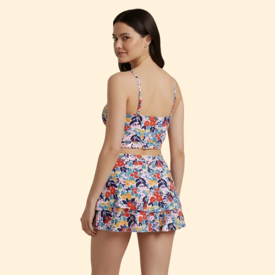 Women’s Floral Set with Cropped Top and Skirt - Image 5