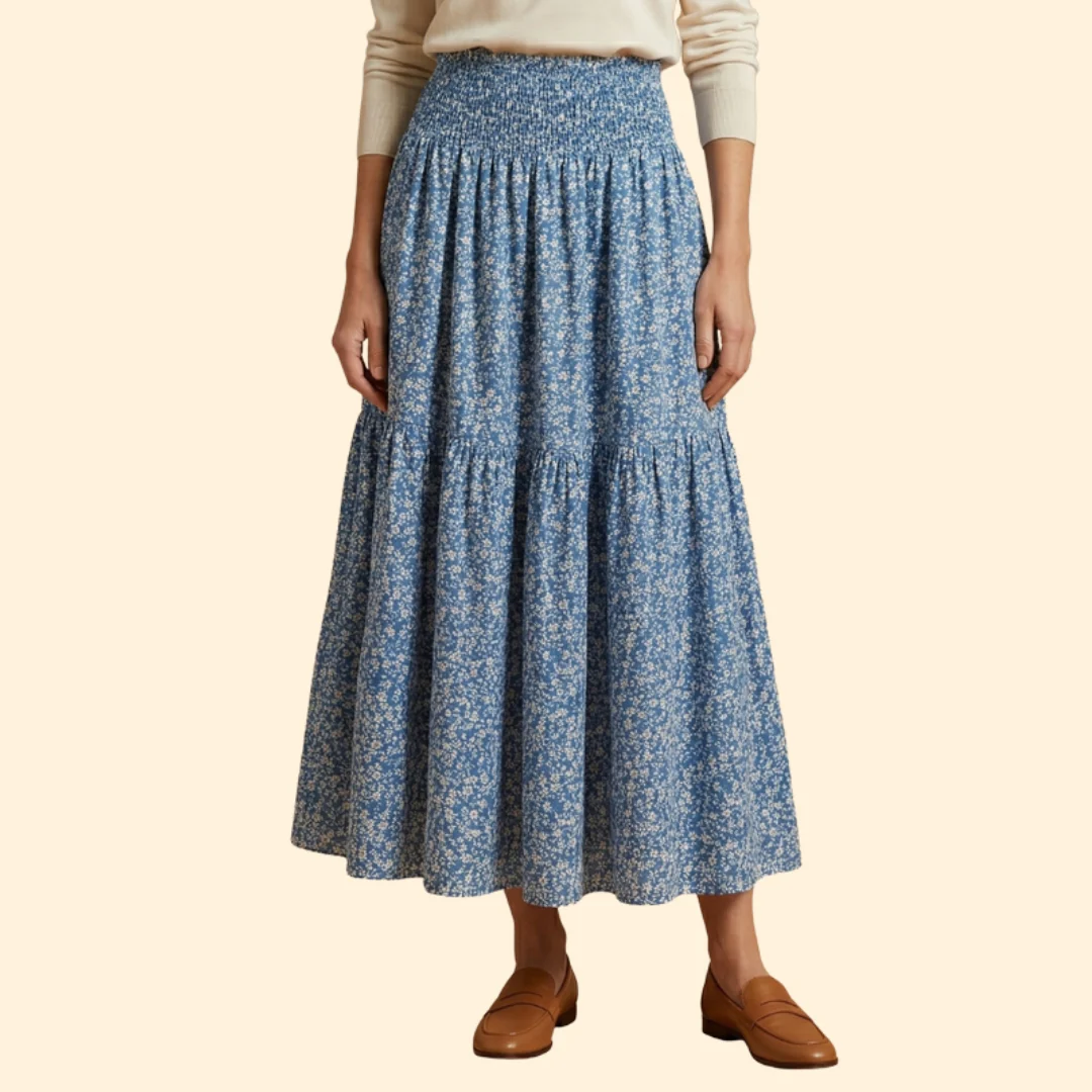 Women’s Floral Skirt with Waistband - Image 3
