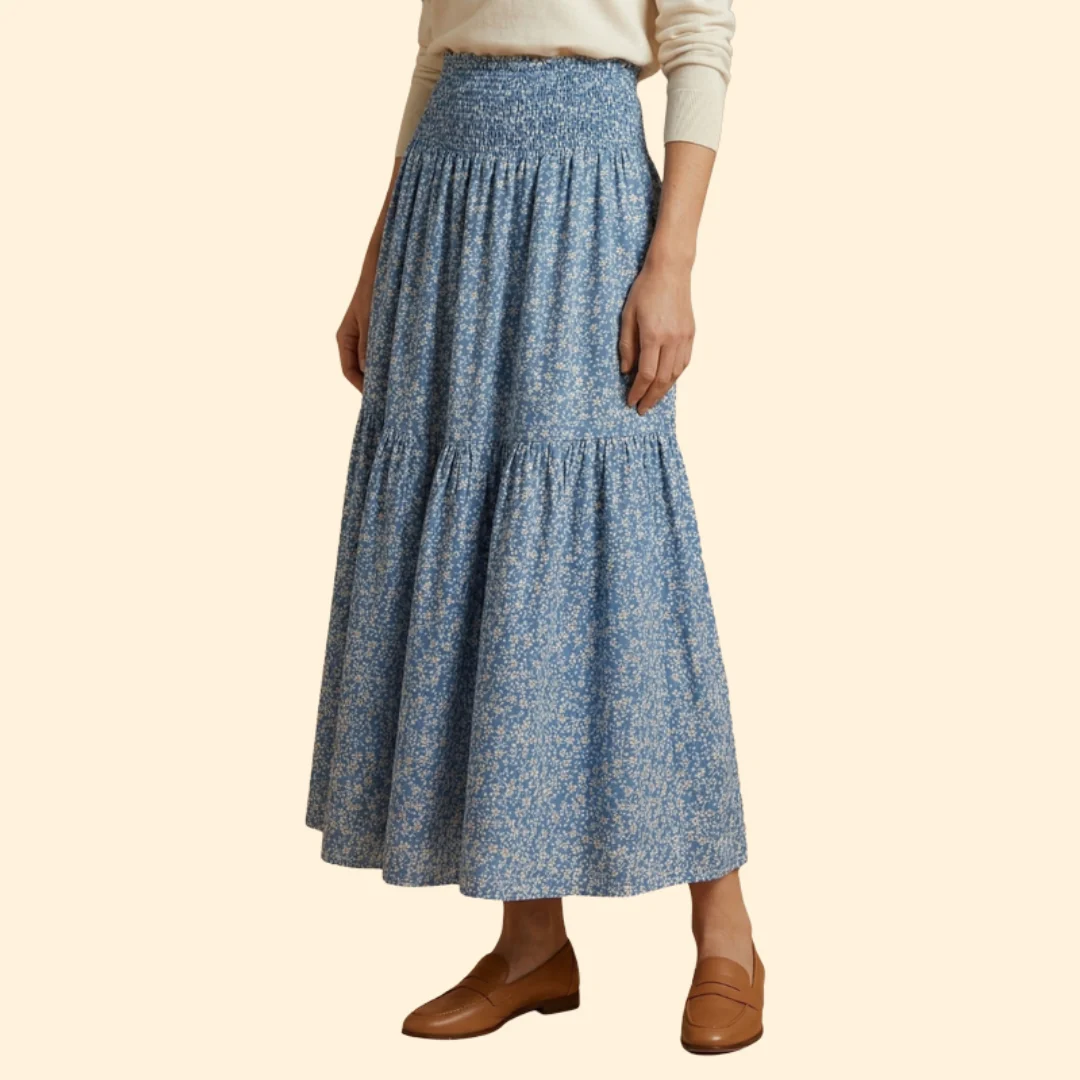 Women’s Floral Skirt with Waistband - Image 4