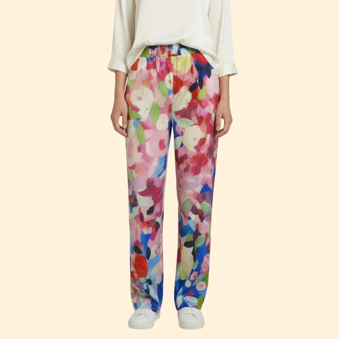 Women’s Floral Trousers with Elastic Waistband - Image 3