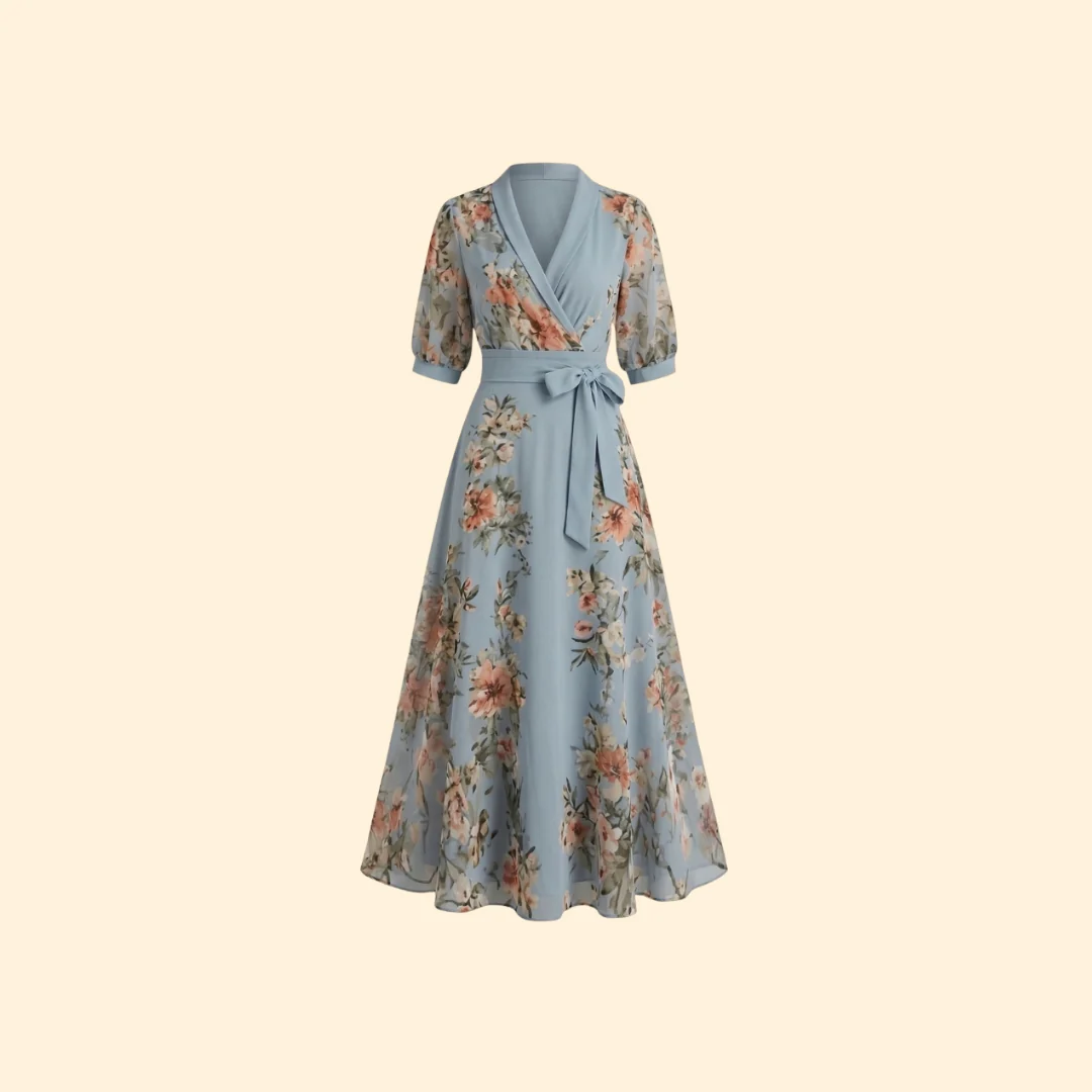 Women's Floral V-Neck Midi Dress