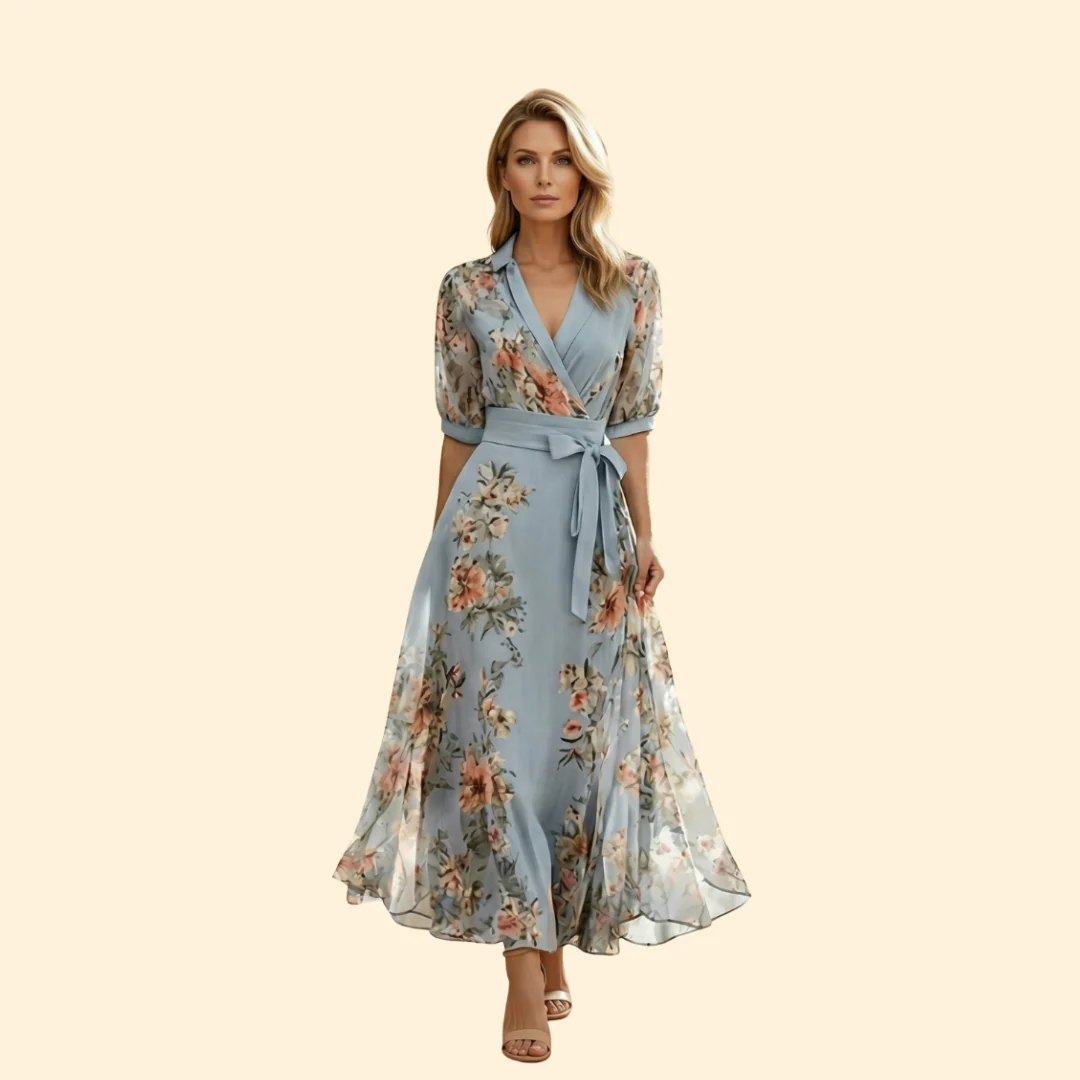 Women's Floral V-Neck Midi Dress - Image 2