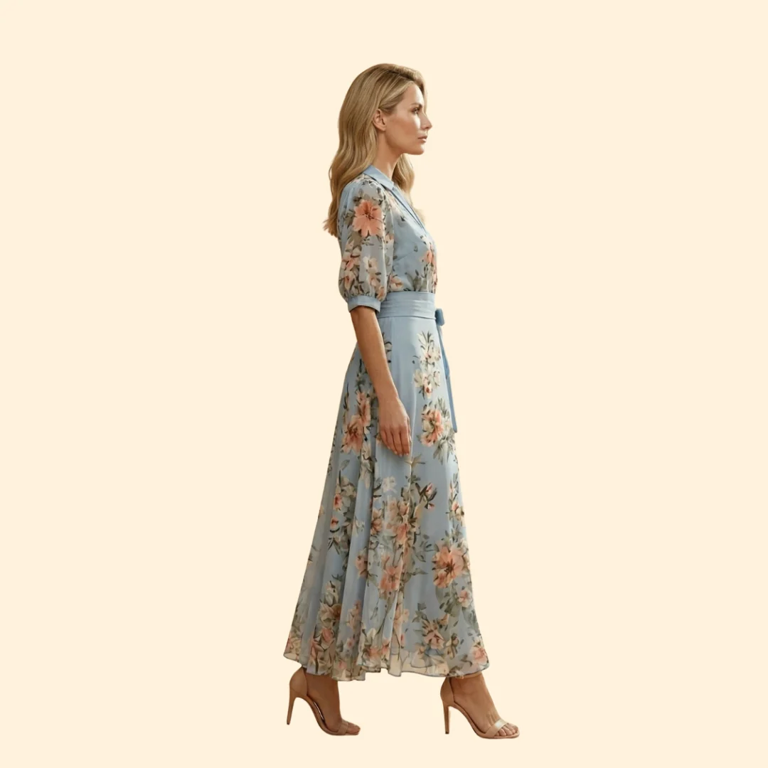 Women's Floral V-Neck Midi Dress - Image 3