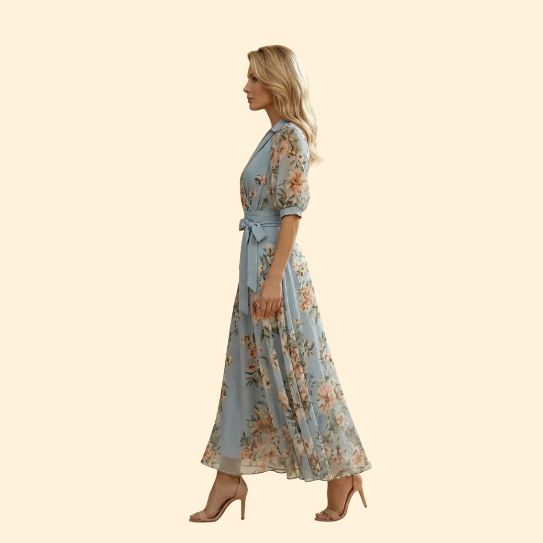 Women's Floral V-Neck Midi Dress - Image 4