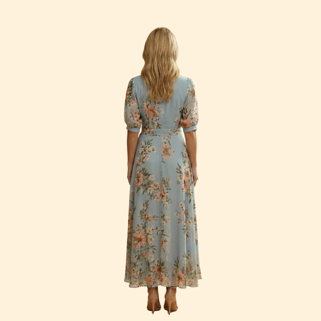 Women's Floral V-Neck Midi Dress - Image 5